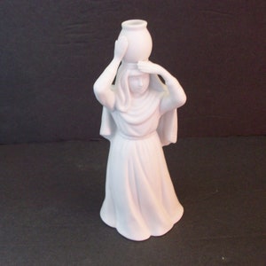 Avon Nativity Collectibles "Woman with Water Jar" Figurine, Vintage White Porcelain Nativity Knick Knack, Christmas Decor