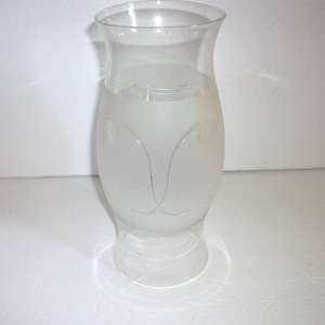 Vintage Etched Floral Glass Hurricane Candle Chimney - 9 3/8&quot;