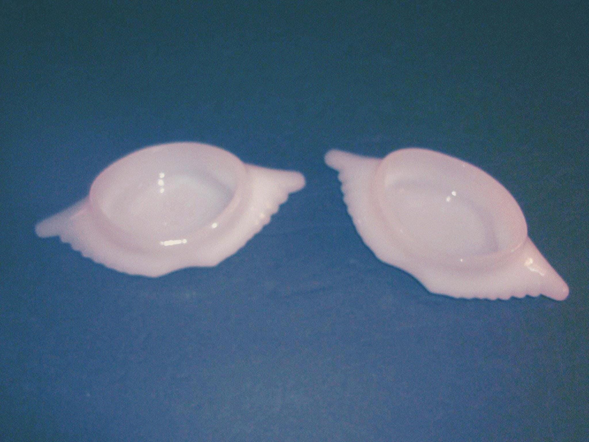 Vintage Glasbake Set of 2 Crab Shaped Shells, White Milk Glass Deviled Crab Baking Dish, Glasbake J116