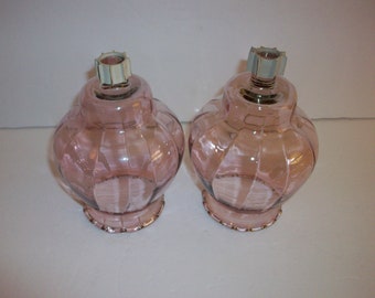 Pink Glass Votive Holders by Home Interiors and Gifts (Homco), Vintage Decorative Pegged Candle Holders, Home Decor