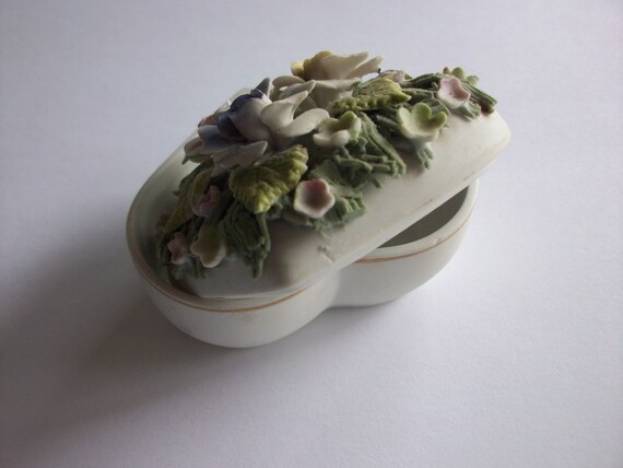Lefton China Floral Heart Trinket Box, Vintage Le… - image 9