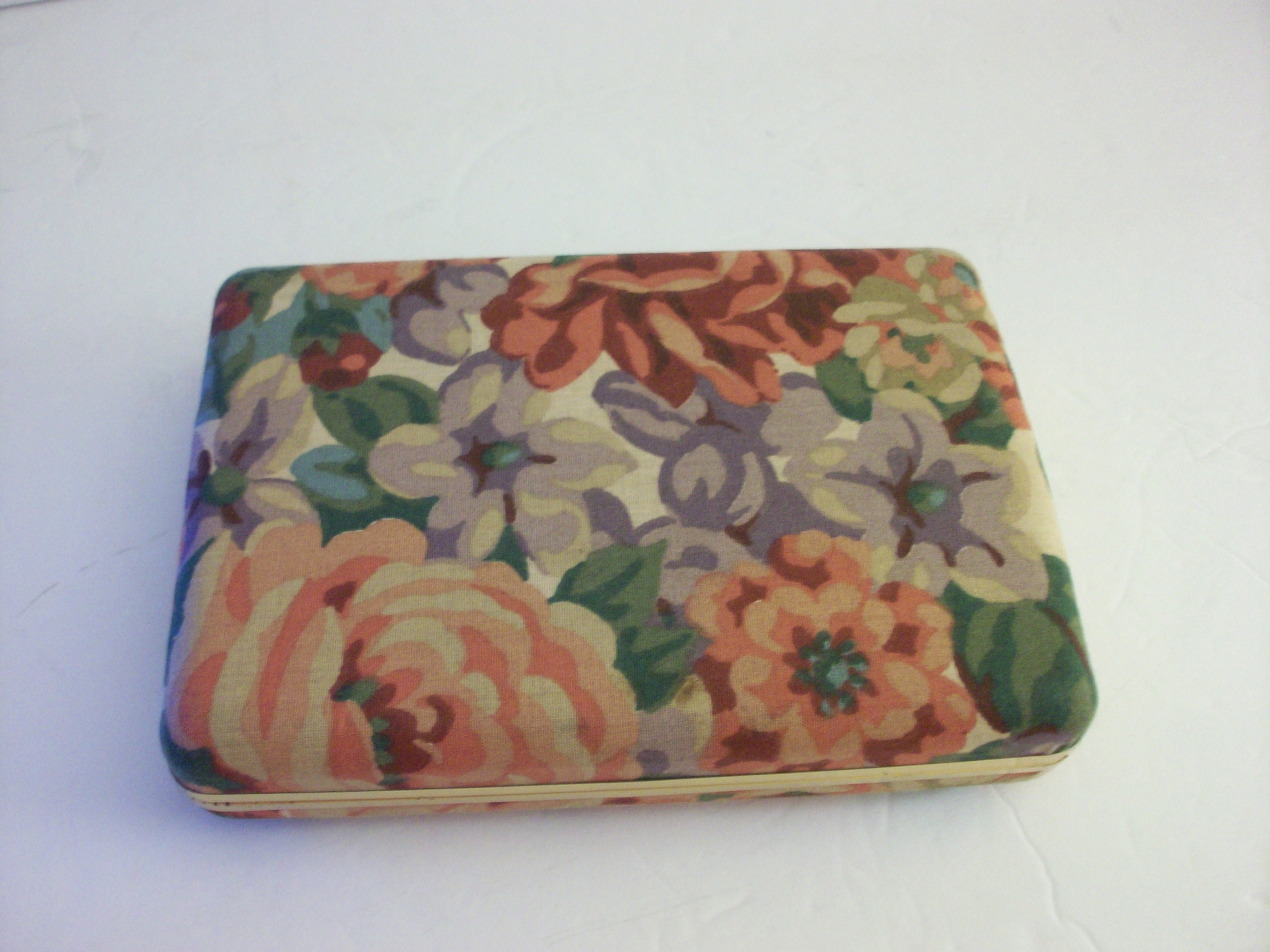 Floral Fabric Clamshell Jewelry Box With Mirror by Mele Etsy