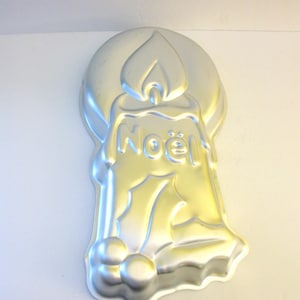 Vintage Wilton Noel Candle Cake Pan #502-3304, Christmas Aluminum Baking Pan, Shaped Pan for Cakes