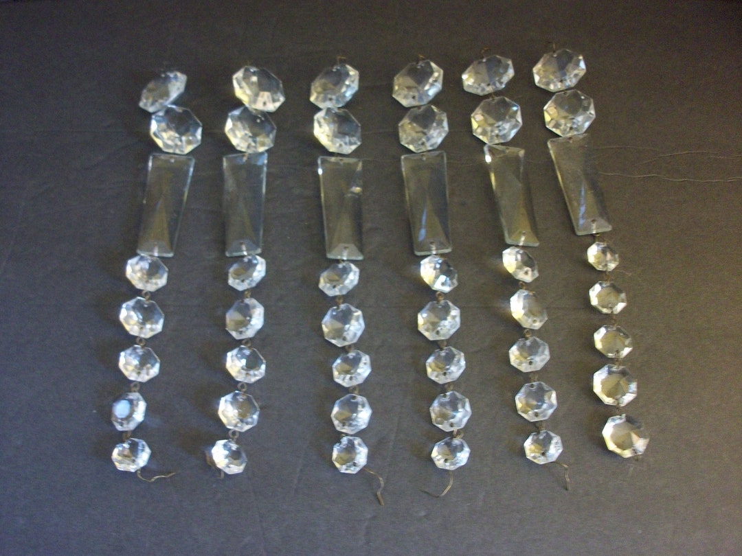 Replacement Chandelier Glass 6 Pieces, Coffin and Octagon Shapes, Parts