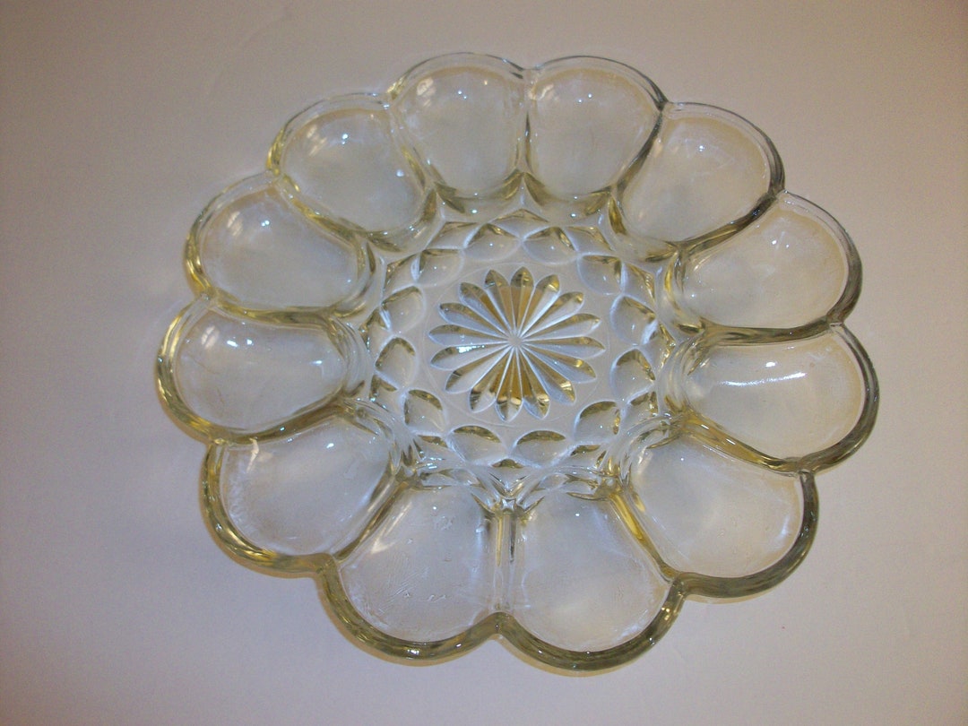Anchor Hocking Vintage Clear Glass Egg Plate, Dining and Serving Trays