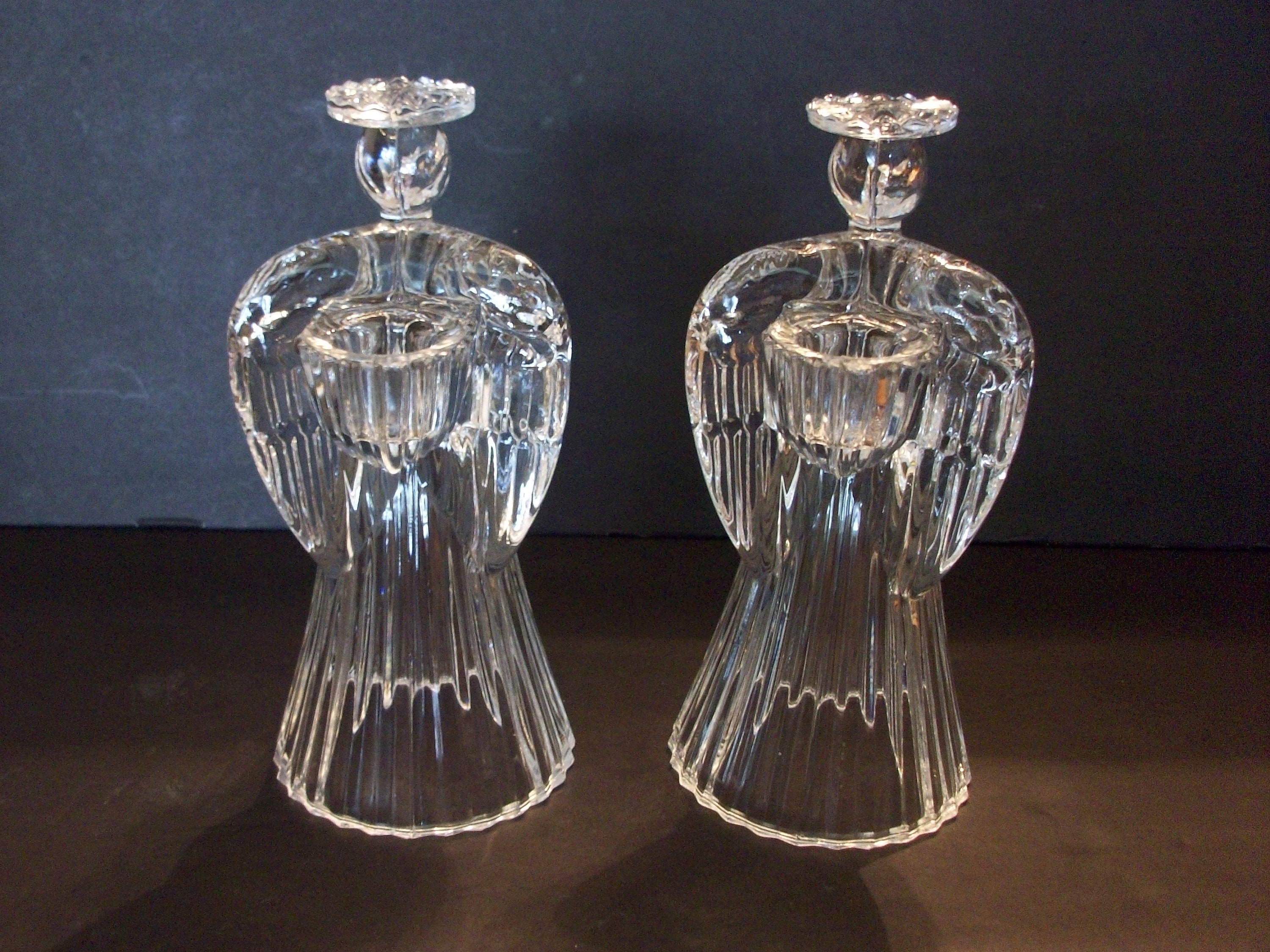 Lead Crystal Angel Candle Holders Vintage Pair Praying Angels Etsy