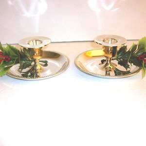 Silverplated Festive Chamberstick Candle Holders by Wm. A. Rogers, Set of 2 Oneida Silversmiths Vintage Taper Candles Holders, Home Decor