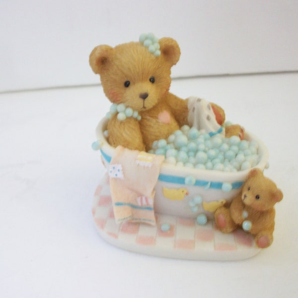 Cherished Teddies "Betty" Figurine, Vintage 1993 Bubblin' Over With Love Bear in Bathtub Knick Knack