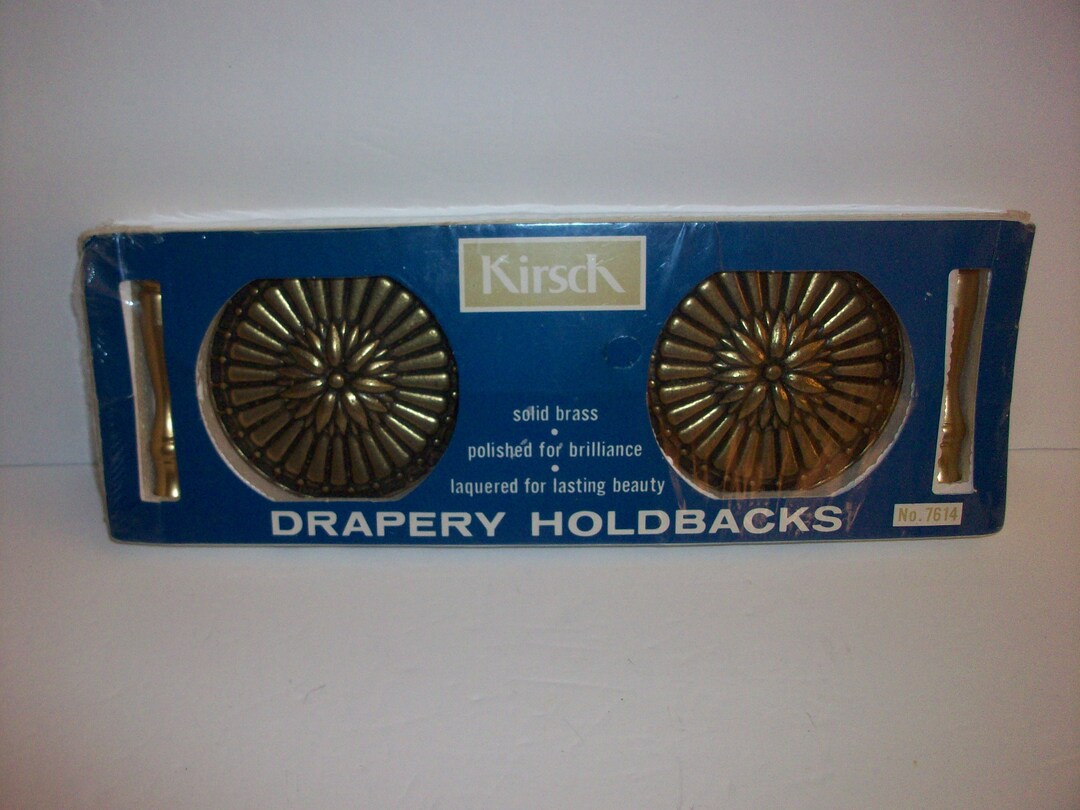 Medallion Drapery Holdbacks by Kirsch 7614, Vintage Solid Brass Drapery