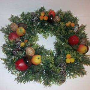 Vintage Plastic 12&quot; Candle Ring with Assorted Fruits and Nuts ,Christmas Decor, Candle Accessories