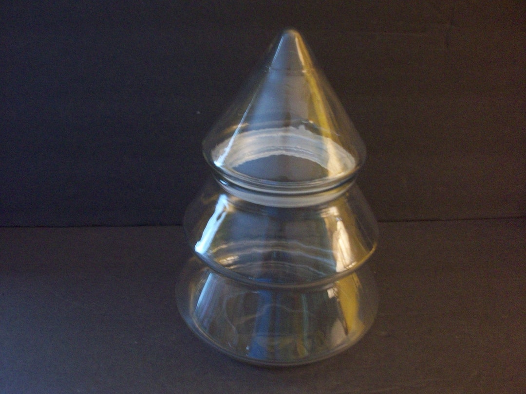 Christmas Tree Shaped Glass Jar, Vintage Apothecary Jar, Christmas