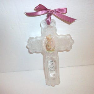 Vintage Precious Moments Glass Cross - Enesco Religious Decor