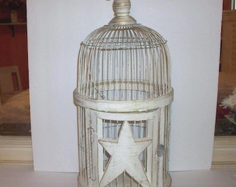 Vintage Wood and Metal Rustic Decorative Birdcage Planter