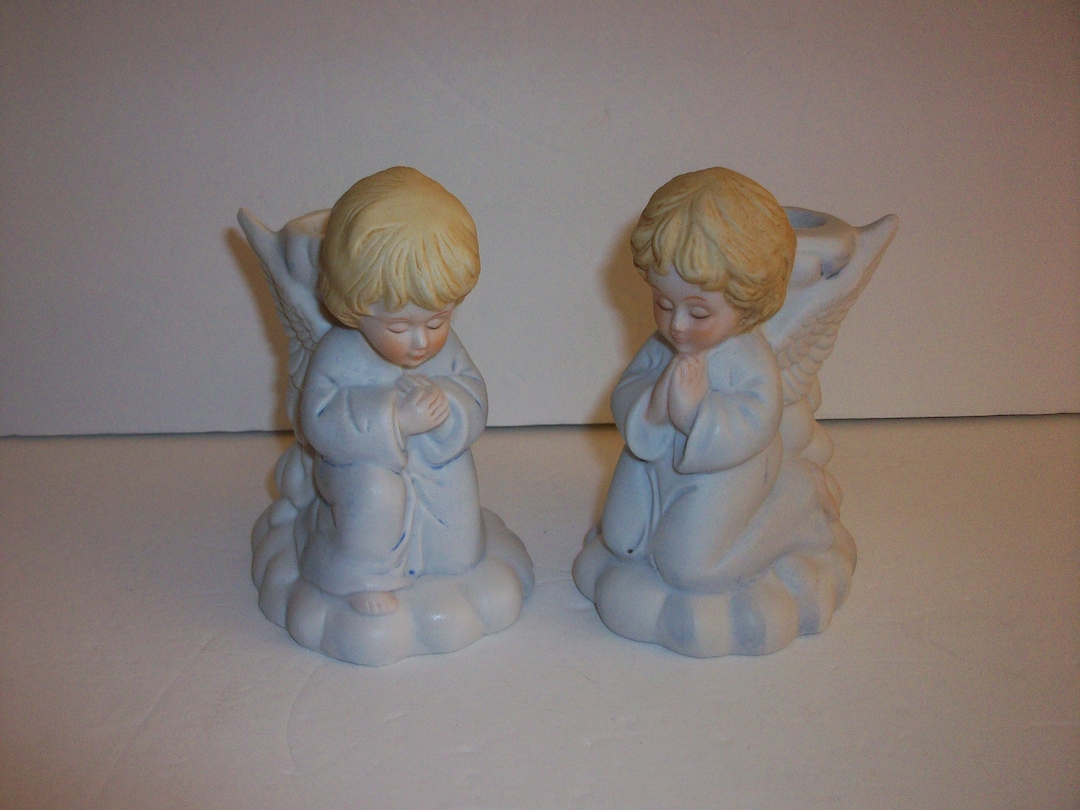 Ceramic Praying Angels Candle Holders Set of 2 Vintage Etsy