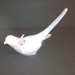 Fenton Opalescent Long Tailed Bird Figurine, Vintage Collectible Knick Knack, Home Decor