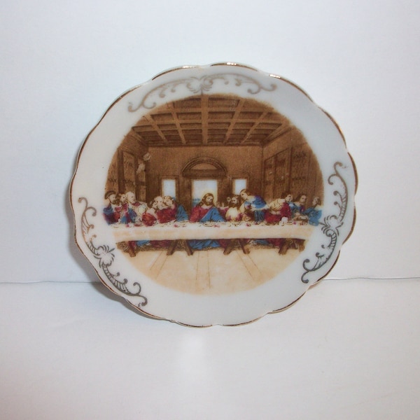 Miniature "The Last Supper" Porcelain Plate, Religious Decor, Collectible Miniatures
