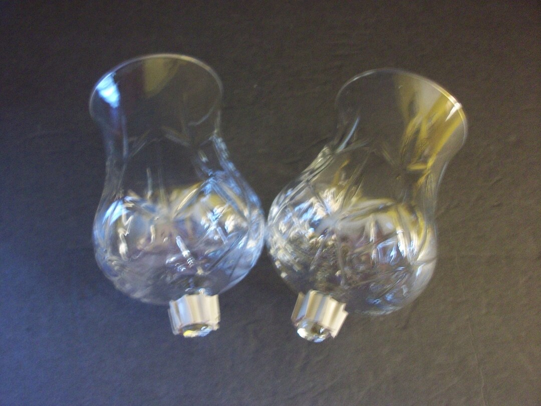 Pegged Glass Votive Holders With Floral and Diamond Design Set of 2