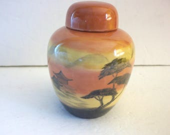 Vintage Oriental Style Porcelain Ginger Jar