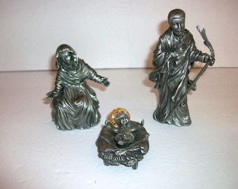 Vintage Lenox Kirk Stieff Collection Pewter Holy Family Religious Christmas Decor