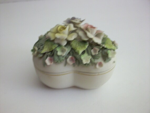 Lefton China Floral Heart Trinket Box, Vintage Le… - image 6