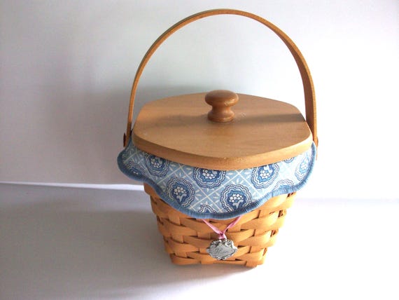 Vintage Longaberger Basket: 2001 American Cancer Society Edition with Paisley Liner