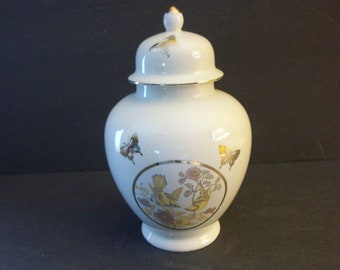 Vintage Ginger Jar with Birds and Butterflies Design by Action