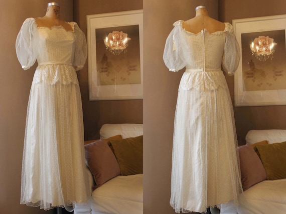 Vintage Wedding Dress, 1980s Does 1940s Bridal Gow
