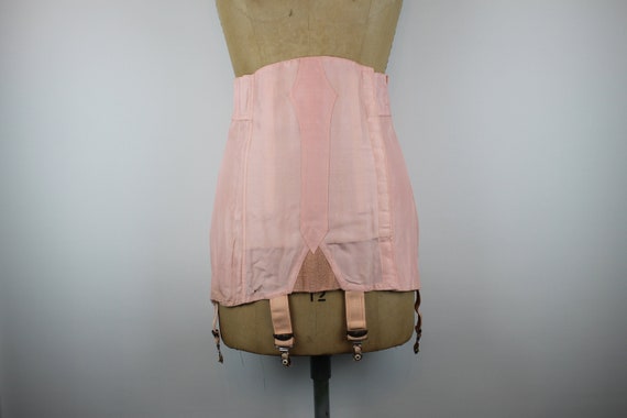 1940s Vintage Pink Satin Girdle, Vintage Corset, V