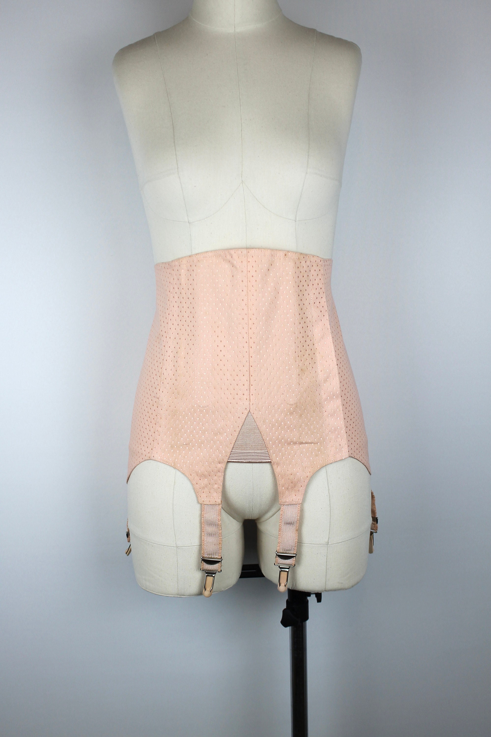 1950s Vintage Pink Girdle Skirt, Vintage Garter Belt, Suspender