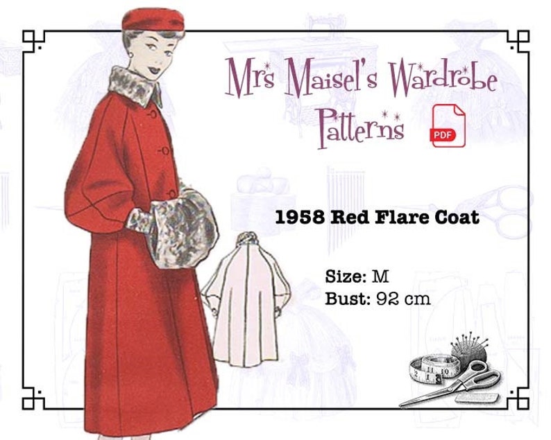 1950s Coats and Jackets History 1950s Winter Coat Pattern Vintage Autumn Coat PDF pattern Instant Download $8.86 AT vintagedancer.com