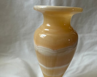 Set of 3 vintage alabaster lidded jars circa 1950 Mcm round