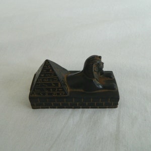 1 Egyptian Resin Sphinx Hieroglyphic Pyramid 2.5" Brown Statue Small #25121