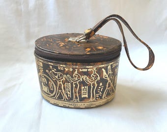 Egyptian Camel Leather Woman Girl Small Coin Money Purse King Tut Brown 5.5" X3.5" #9