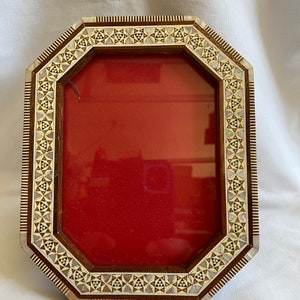 Egyptian Wood Inlaid Handmade Brown Octagon Mother of Pearl Picture Frame # 562. (Picture size 5.5&quot; X 4&quot;) and Paua # 640 inlaid