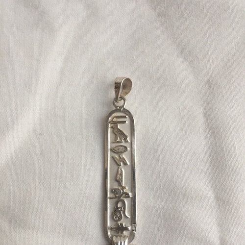 Handmade Egyptian Sterling Silver Cartouche Pendant – Double Sided Oxidized – Personalize With 3-8 Characters