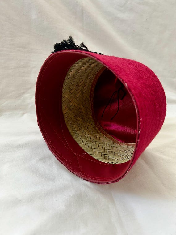Egyptian Turkish Red Fez Tarboush Hat Black Tassel and Dark