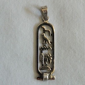 Egyptian Personalized Cut-Out Silver Cartouche Arabic or Hieroglyphic 3-9 Letters (Special Order)