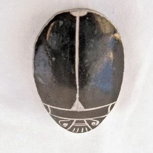 Small Egyptian Basalt Black Hieroglyphics Scarab Beetle Good Luck  1.5&quot; X 0.75&quot; Handmade.  Resin Scarab Black / Brown 1&quot; X 0.5&quot;