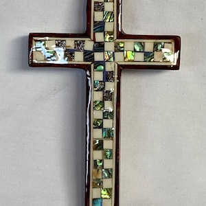 Ex-Small Egyptian Handmade Inlaid Mother of Pearl Wooden Cross 4.75&quot; # 617. Different Designs