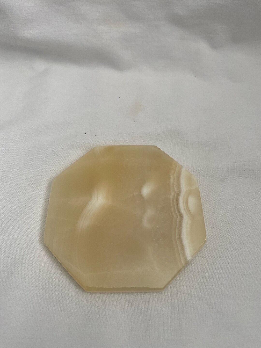 1 Piece Egyptian Alabaster Stone Handmade Coaster With Velvet in Back 3