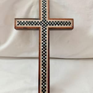 Large Egyptian Handmade Inlaid Mother of Pearl Wooden Cross 11.25” # 221. Different Designs.  Cross #222 Paua Shell High Quality 11.25"