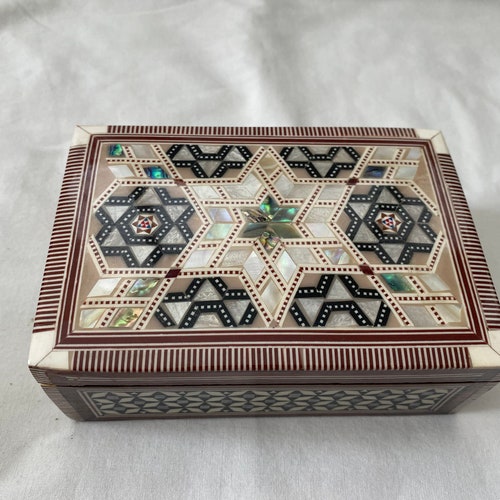 Egyptian Inlaid Wooden Handmade Mother of Pearl Jewelry Box - Etsy