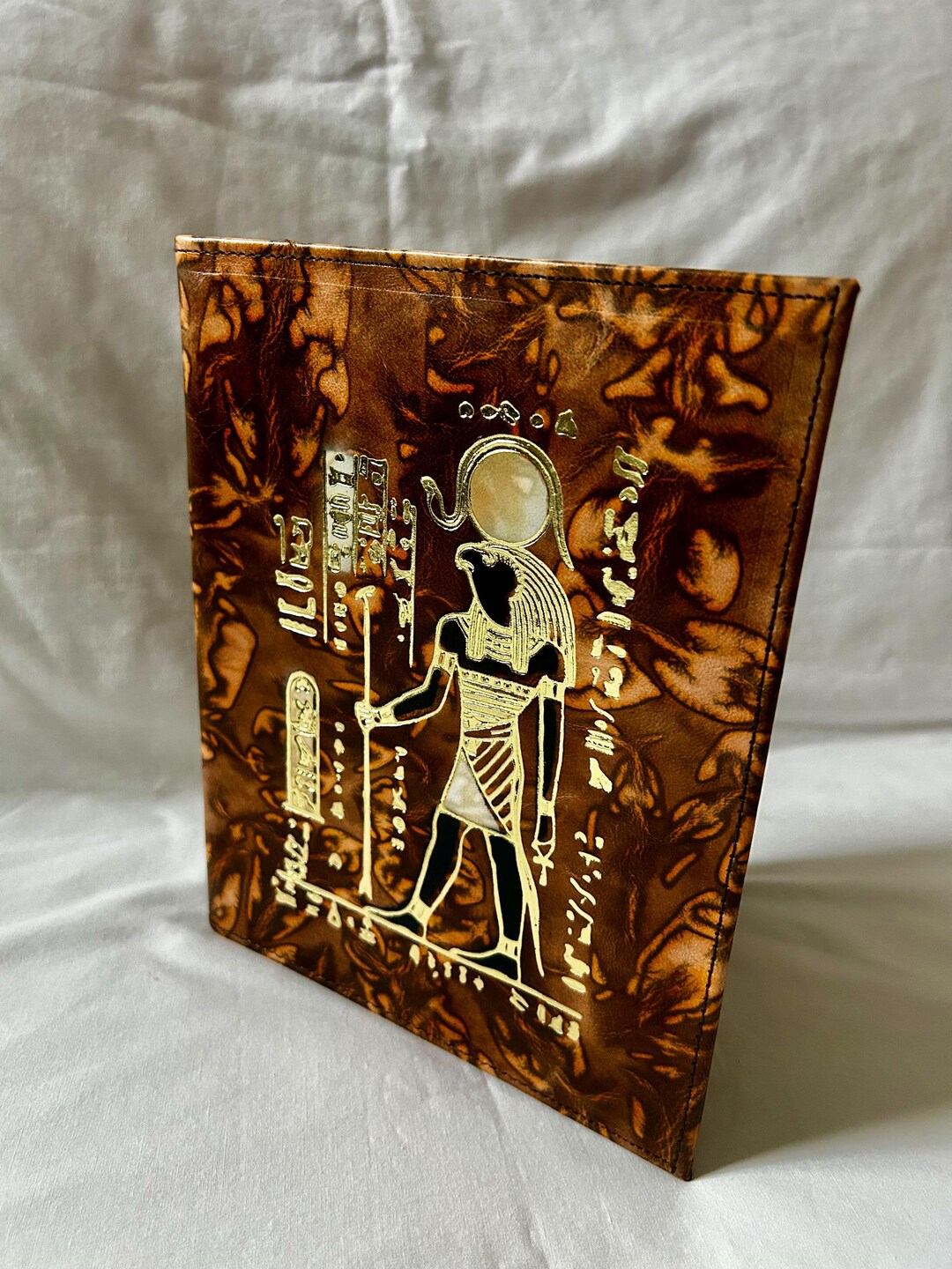 Egyptian Genuine Camel Leather Note Book Embossed Winged Maat Isis ...