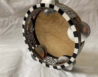 Large Egyptian Tambourine Rik Inlaid Handmade With Metal Cymbals 8.5" !!! And Tambourine with thin Brass Cymbals 8.5"