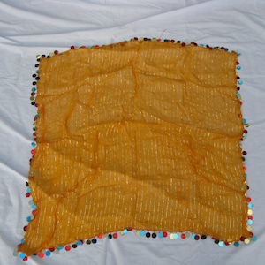 Egyptian Yellow Belly Dancing Scarf / Belt With Plastic Colorful Coins 31&quot; X 29&quot;  #8