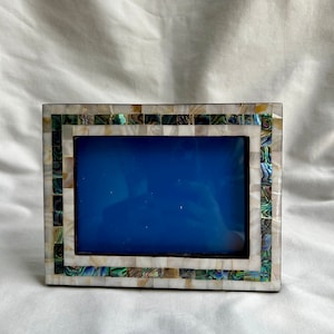 Egyptian Wood Inlaid Handmade Abalone Mother of Pearl Paua Shell Picture Frame 7&quot;X 5.25&quot; # 1568 & 1437, 241 (Picture size 3.5&quot; X 5&quot;)