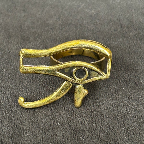 Egyptian Brass Handmade Eye of Ra Adjustable Ring. Eye of Horus Turquoise Brass Ring. Winged Maat Ring. Ankh Ring. Eye Ankh Black Ring.