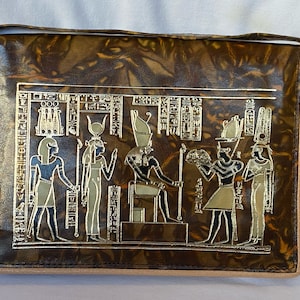 Egyptian Camel Leather Woman Purse Bag Brown Dancers / Isis Horus 7.5" x 10" # 25.  Excellent Quality