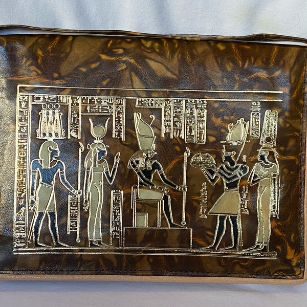 Egyptian Camel Leather Woman Purse Bag Brown Dancers / Isis Horus 7.5" x 10" # 25.  Excellent Quality