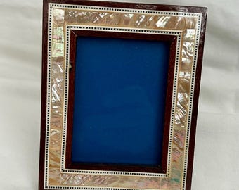 Egyptian Inlaid Handmade Wood Mother of Pear Picture Frame 4.75&quot;X 4&quot; # 636 (Picture size 2.25&quot; X 3.25&quot;)
